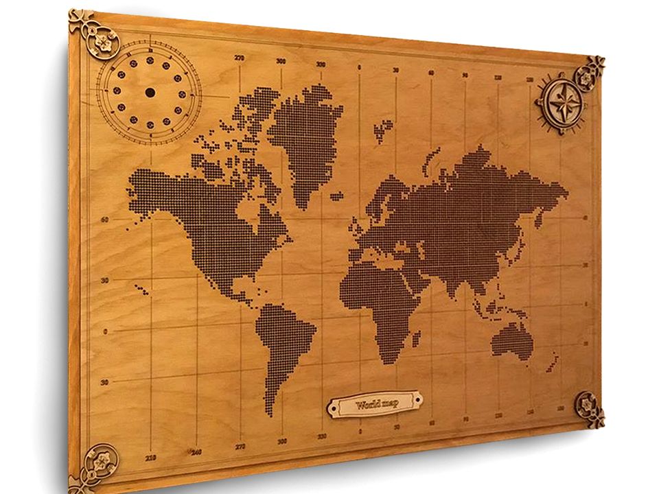 Мапа світу з підсвіткою WoodLike з підсвіткою 3269 фото