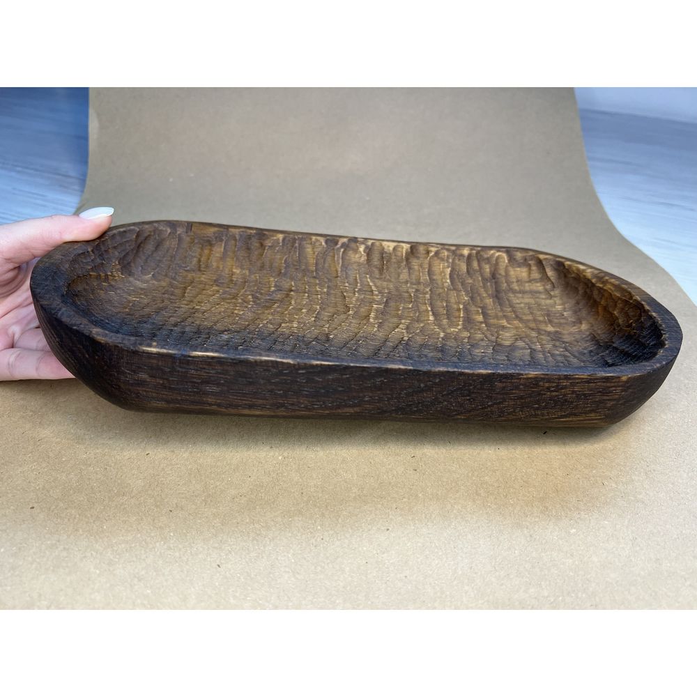 Oval wooden plate, 29.5 cm, oak, handmade 12501-yaroslav-duben photo
