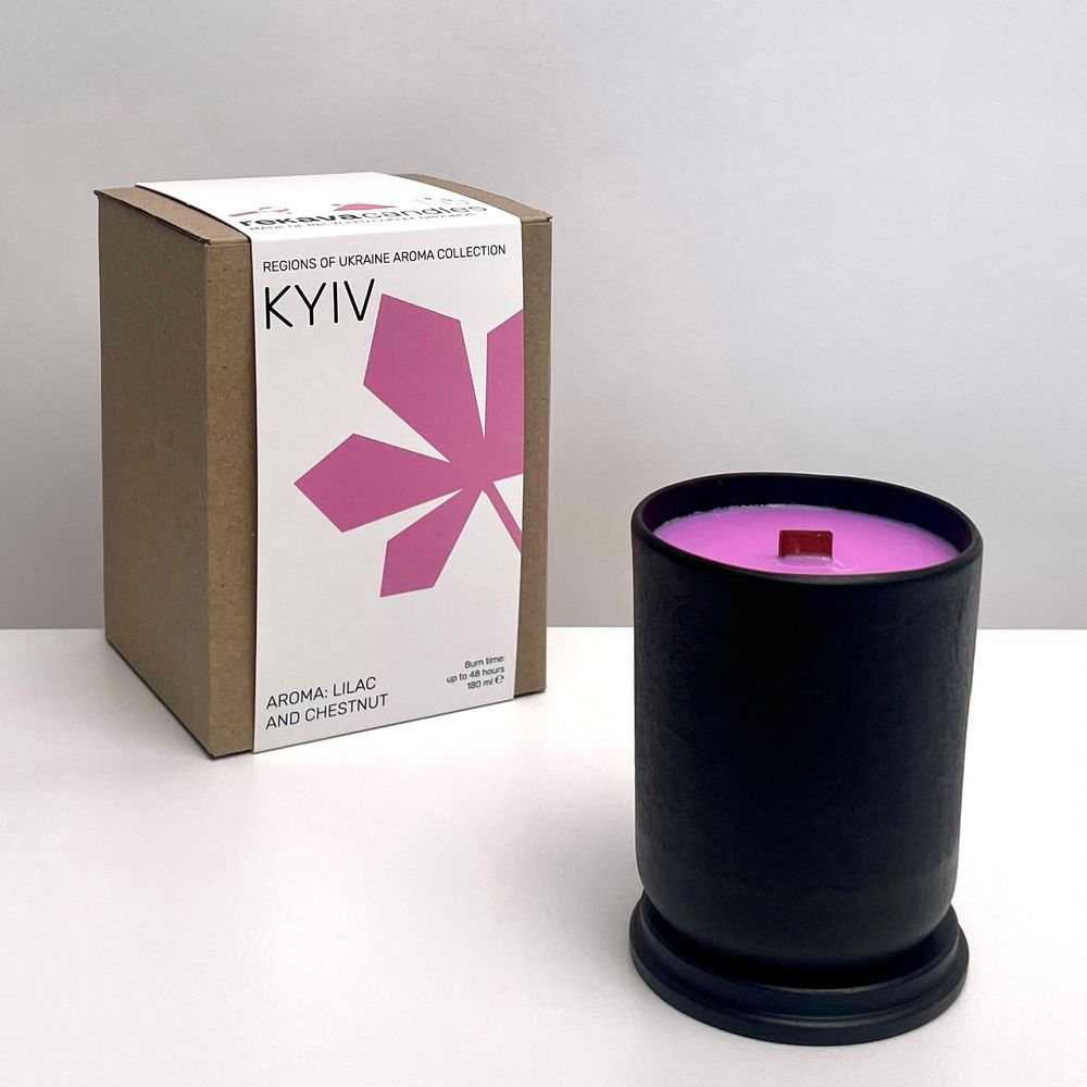 Decorative aroma candle "KYIV" (wooden wick) REKAVA 13280-rekava photo