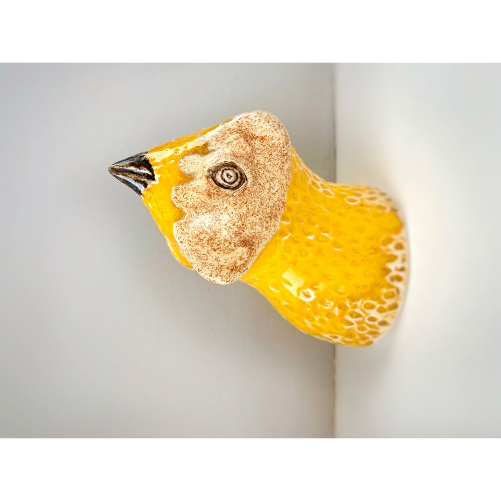 Гачок декоративний Пташка Нато Мікеладзе яскраво-жовтий 4525 фото
