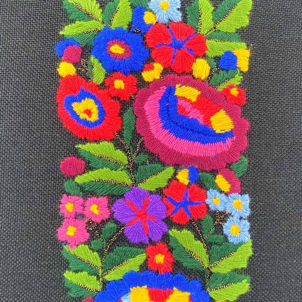 Notebook with embroidery black Multicolored flowers in a line 22x15 cm 80 sheets Yaryna Chorna 20306-yach-linija photo
