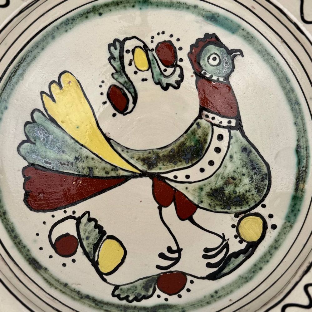 Handmade Barska ceramic bowl with a rooster ornament Tviy Craft 16175-tviykraft photo