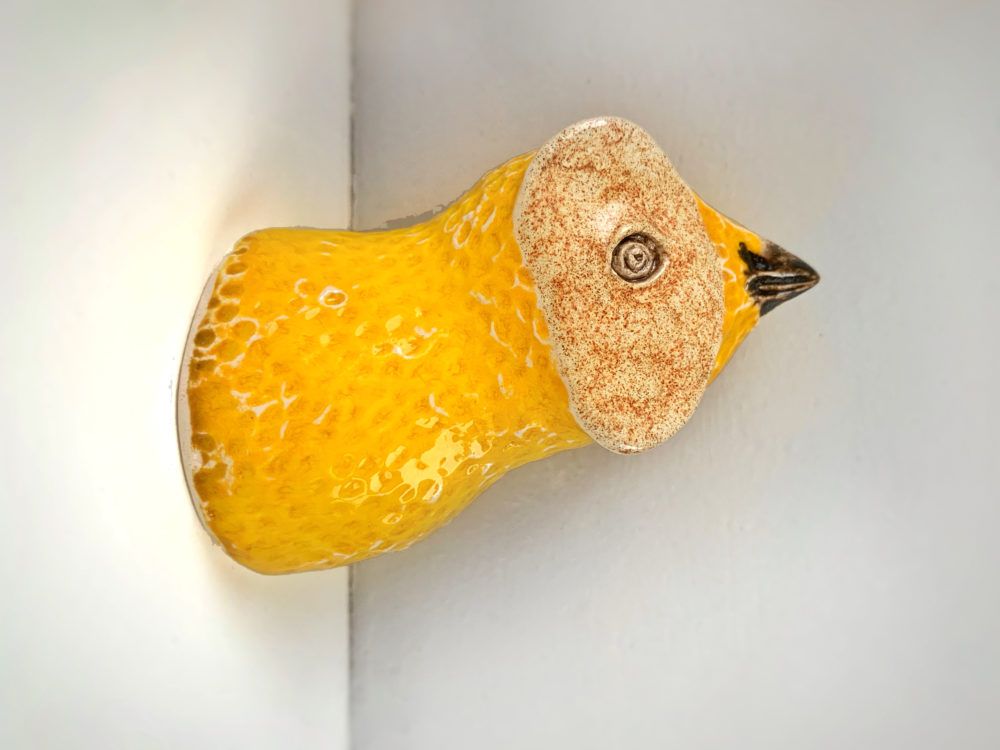 Decorative hook Bird by Nato Mikeladze, bright yellow 4525 photo