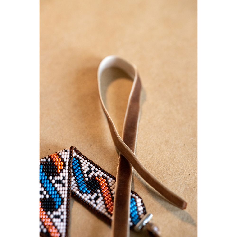Choker made of beads on a thin beige ribbon, 1m23 cm 15901-maslova photo