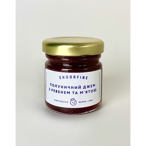 Strawberry jam with rhubarb and mint ENDORFINE, 234g 12700-234g-endorfin photo