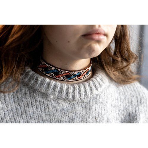Choker made of beads on a thin beige ribbon 1m23 cm 15901-maslova photo