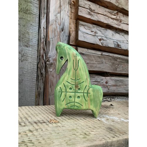 Дерев'яний коник "Орлик" зелений, 17х22 см 11901-zerno фото
