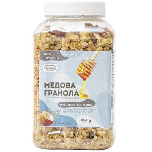 Гранола Фруктово-Горіхова в пластиковій банці 454 г «Oats&Honey» 19003-oats-honey фото