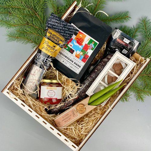 Новорічний набір продуктів до святково столу з кавою Корпоративний подарунок ЦЕ КРАФТ 16122-chaj-itskraft фото