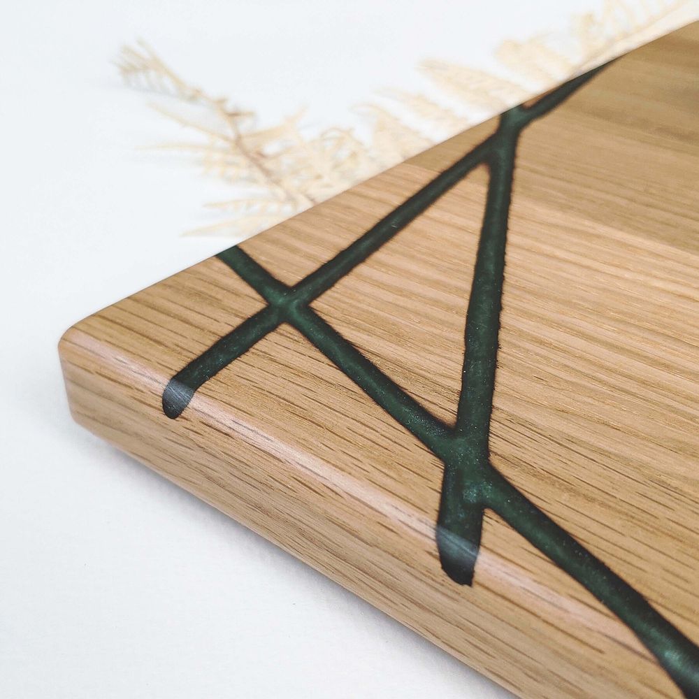 Kitchen board, one-sided decor, natural wood, handmade, LINES series, DEEPWOOD, 20x27 cm 12900-20x27-deepwood photo