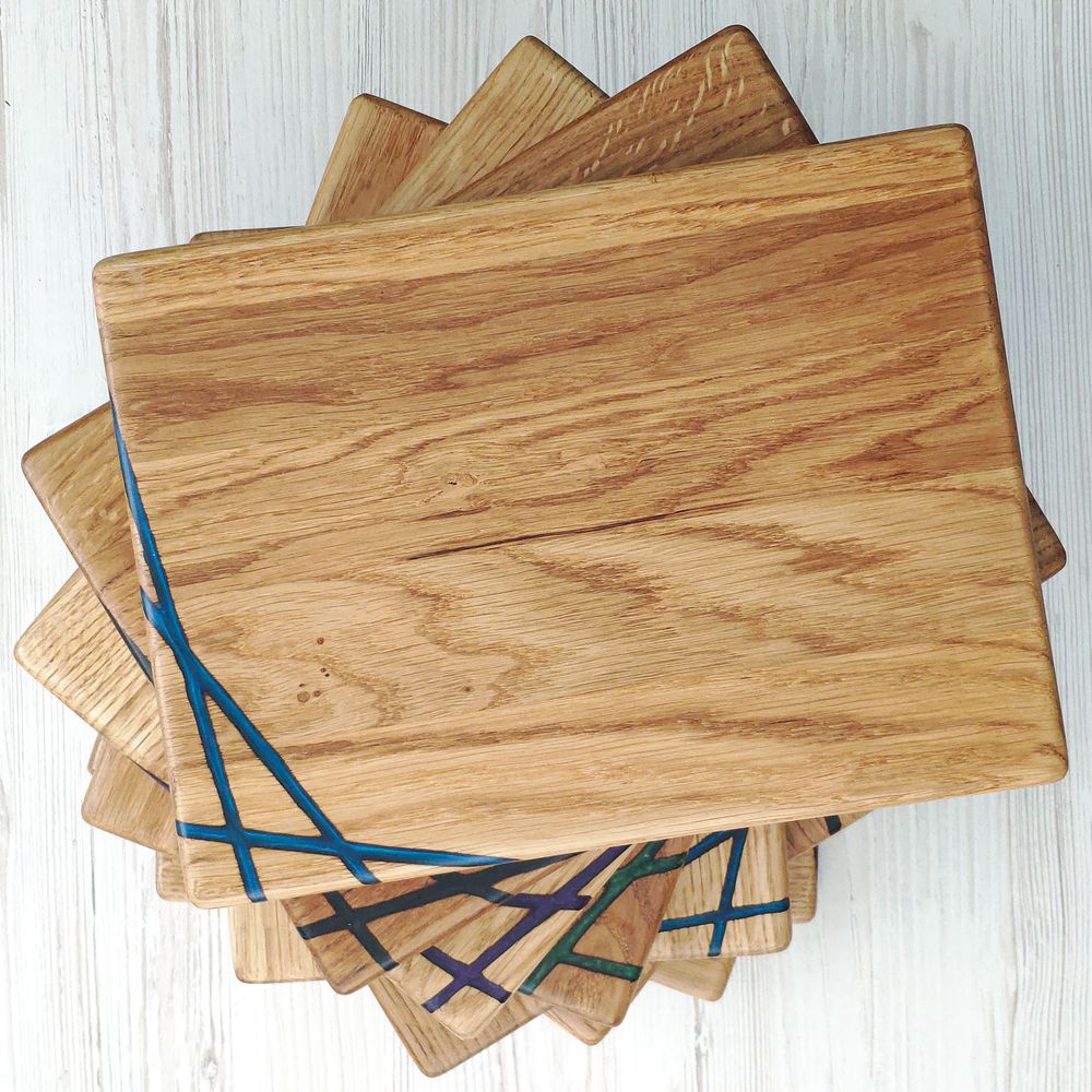 Kitchen board, one-sided decor, natural wood, handmade, LINES series, DEEPWOOD, 20x27 cm 12900-20x27-deepwood photo