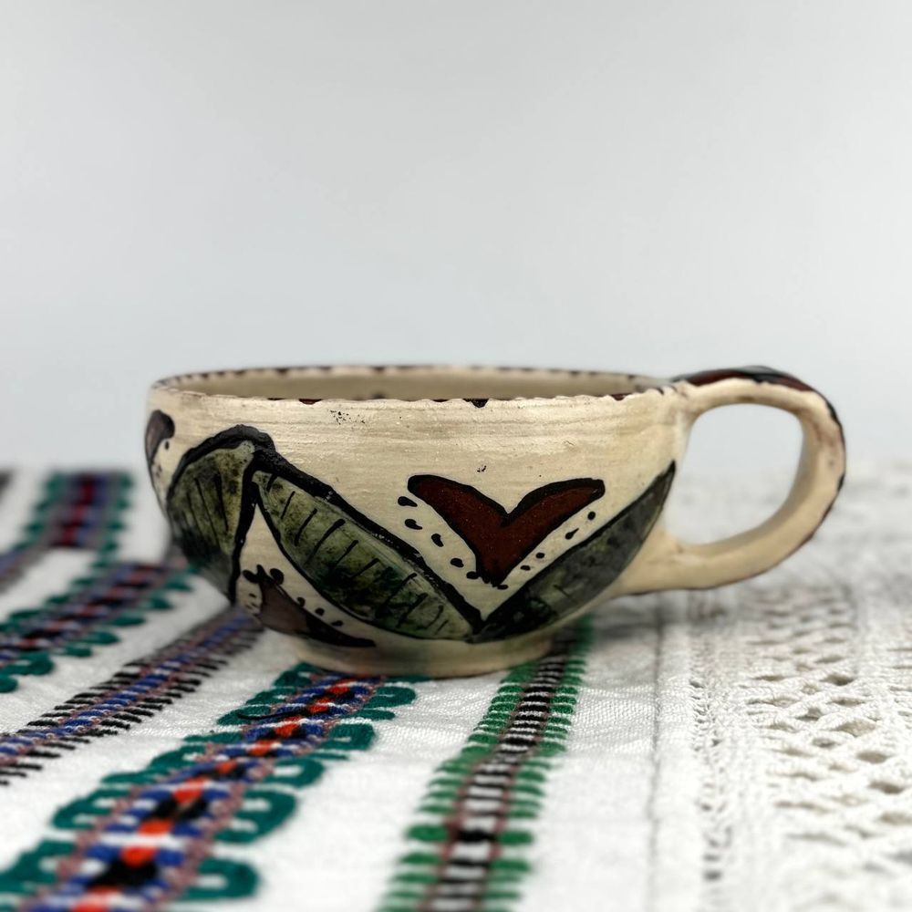 Handmade ceramic cup Bar style with Festive motif Ceramics of Podillia 24180-keram-pod photo