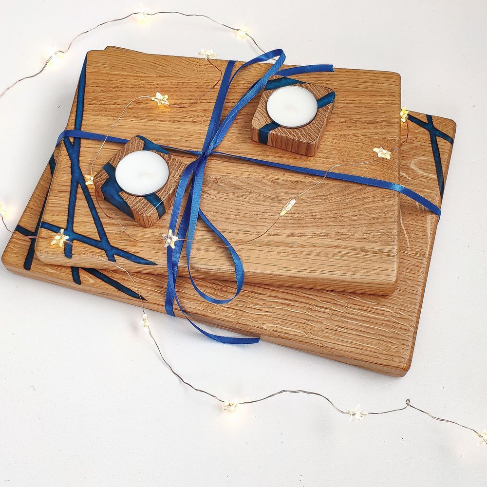 Kitchen board one-sided decor natural wood handmade LINES series DEEPWOOD 23x32 cm 12900-23x32-deepwood photo
