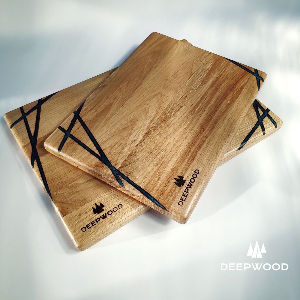 Kitchen board one-sided decor natural wood handmade LINES series DEEPWOOD 23x32 cm 12900-23x32-deepwood photo