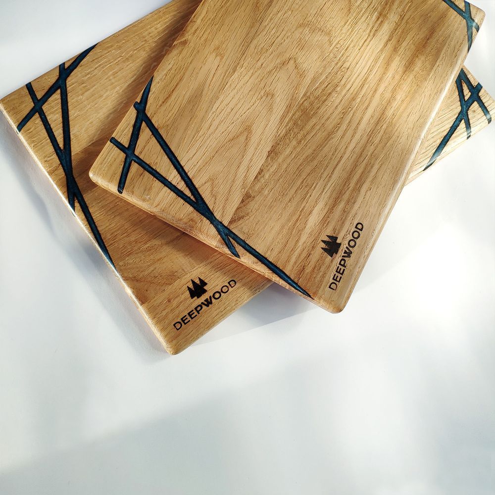 Kitchen board one-sided decor natural wood handmade LINES series DEEPWOOD 23x32 cm 12900-23x32-deepwood photo