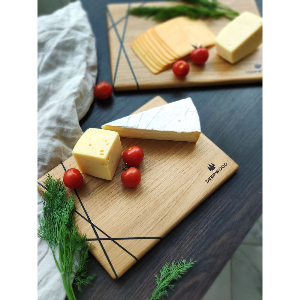 Kitchen board one-sided decor natural wood handmade LINES series DEEPWOOD 23x32 cm 12900-23x32-deepwood photo