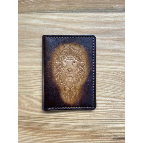Leather passport cover "Lion" 12091-yb-leather photo