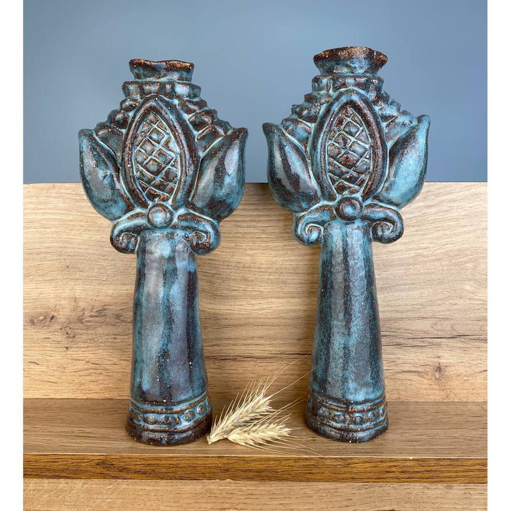 Керамічний свічник з автентичною квіткою висотою 23 см 19114-yekeramika фото