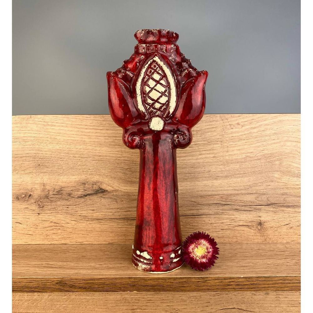 Керамічний свічник з автентичною квіткою висотою 23 см 19114-yekeramika фото