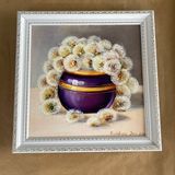 Painting Dandelions Inna Kalievska canvas oil 30х30 cm framed 35х35 cm 10261-KaliI photo