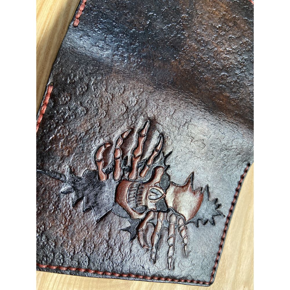 Leather passport cover "Skull" 12093-yb-leather photo