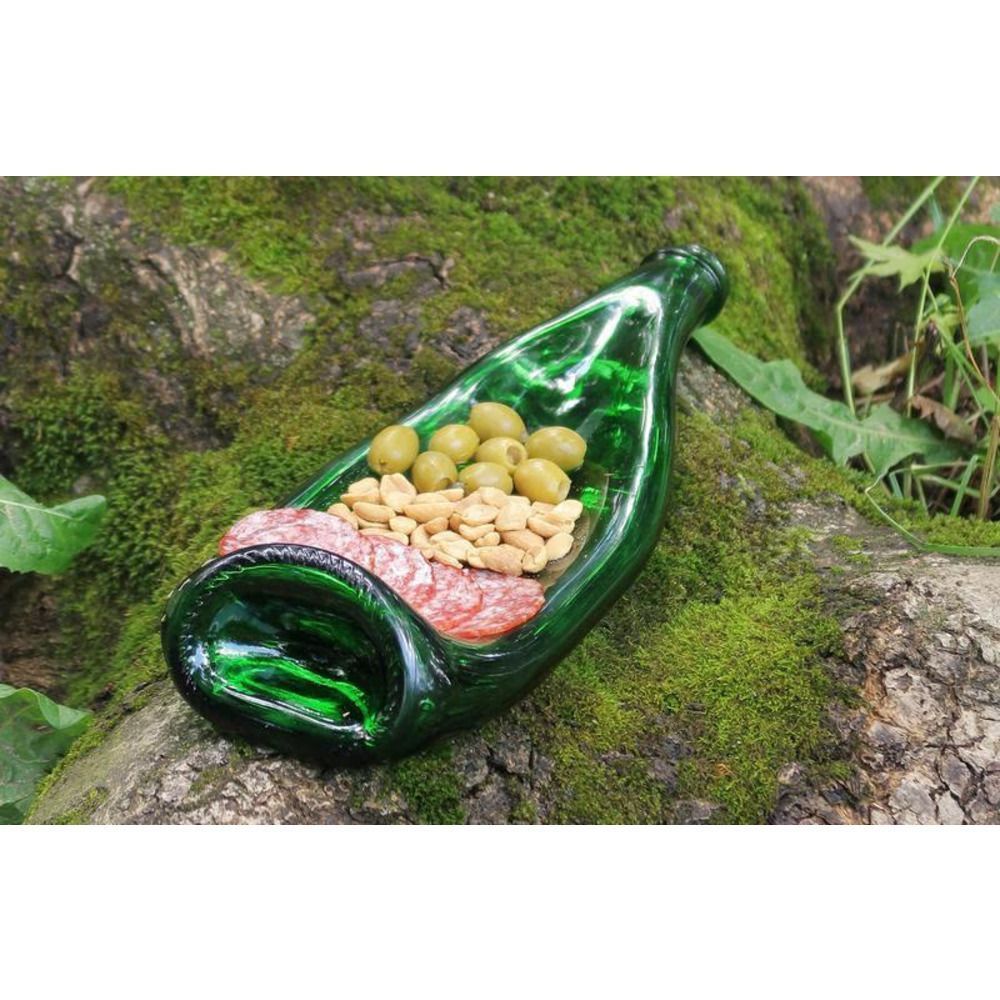 Винна пляшка тарілка для оливок сиру нарізок смачної їжі і фруктів Champagne Green Lay Bottle 17264-lay-bottle фото