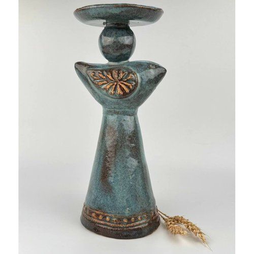 Ceramic candlestick with a bird ornament height 28 cm 19115-yekeramika photo
