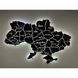Дерев'яна мапа України на стіну, колір чорний мат, 90х60 см, з підсвіткою, в картонній коробці 10073-blackmat-90x60-factura фото